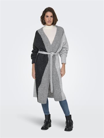 ONLY GRO LIFE BLOCK CARDIGAN GREY MEL/ DARK GREY - 15336729